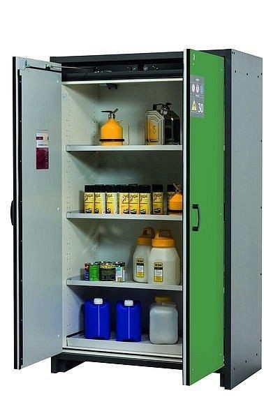 asecos Sicherheitsschrank Q-CLASSIC-30, Q30.195.116 in resedagrün RAL 6011 mit 3x Fachboden (Stahlblech), 31003-068-30003