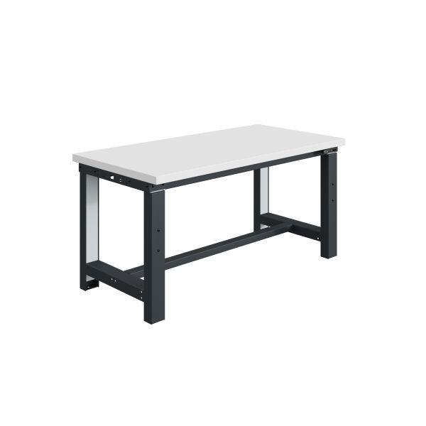 SOFAME SI Werkbank, elektrisch höhenverstellbar, B 1500 x T 750 x H 728 bis 1228 mm, Melamin-Arbeitsplatte 28 mm, Anthrazitgrau RAL 7016, W010010881GA