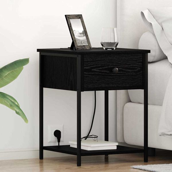 vidaXL Nachttisch 2 pcs Schwarze Eiche 42 x 41 x 56 cm Holzwerkstoff, 859421