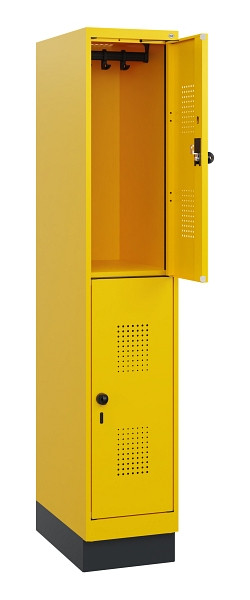 C+P Doppelstöckiger Spind Evolo PLUS, Sockel, 2 Fächer, 1630x300x500mm, 1023/102, Drehriegel, 0493205-10 S10027