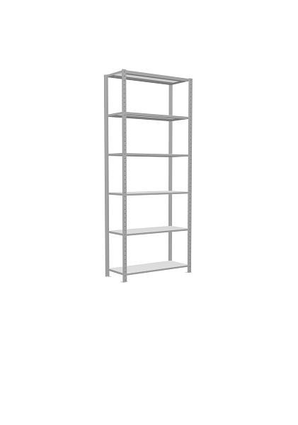Schulte Grundregal, Steckregal MULTIplus85, 2500 x 1000 x 400 mm, 6 Fachböden, Kreuzstrebe, RAL 7035 lichtgrau, 33041