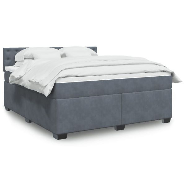 vidaXL Boxspringbett mit Matratze Dunkelgrau 180x200 cm Samt, 3286391