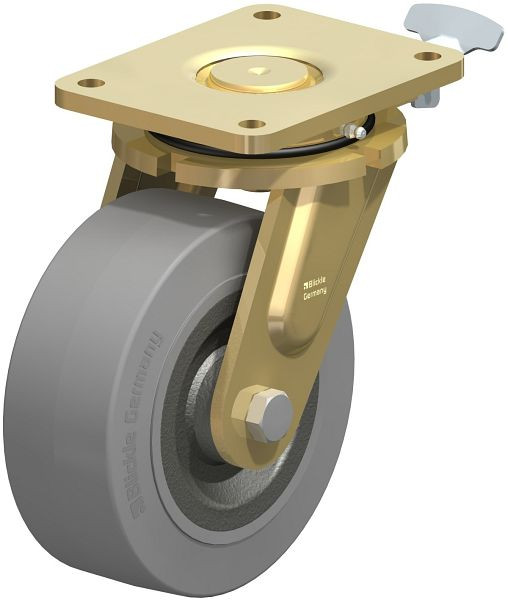 Blickle LS-SE 202K-SG-RI4 Stahlgeschweißte Schwerlast-Lenkrolle, schwere Drehkranz-Ausführung, Elastik-Vollgummi, Grau, 852124