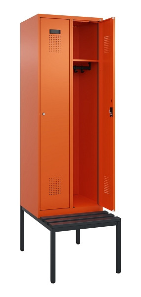 C+P Spind Evolo PLUS, 2 Abteil, 2120x600x815mm, 2004/2004, Zylinderschloss, Material Sitzfläche Kunststoff, Sitzbank, 0490507-20 S10104