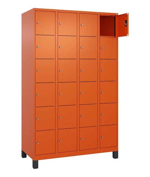 C+P Schließfachschrank Evolo PLUS, mit Füßen, 24 Fächer, 1950x1200x500mm, 2004/2004 Reinorange, 049010-406 S10023