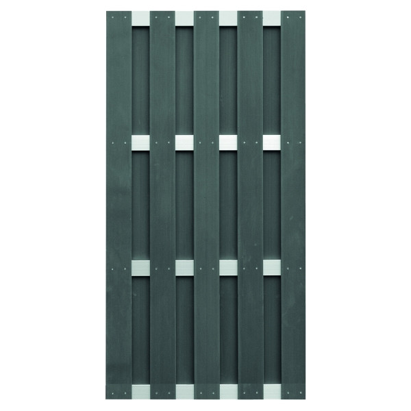 T&J JINAN-Serie anthrazit, 90 x 180 cm, WPC-Bretterzaun, Querriegel ALU anodisiert, 44734