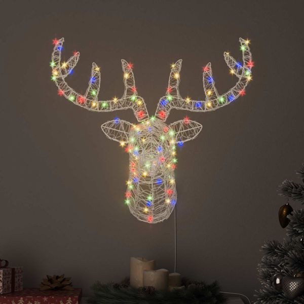 vidaXL Rentierkopf mit 140 LEDs Bunt 68 x 36,5 x 62,5 cm Acryl, 42019064