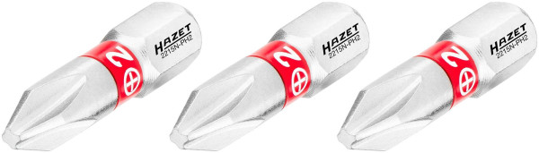 Hazet Bit, Sechskant massiv 6,3 (1/4 Zoll), Kreuzschlitz Profil PH, PH2, Anzahl Werkzeuge: 3, Schlüsselweite: PH2, 2215N-PH2/3