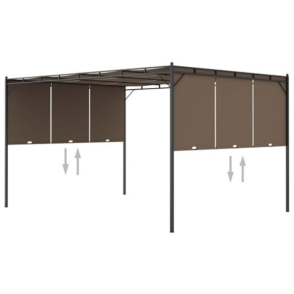 vidaXL Gartenpavillon mit Seitenvorhang 4x3x2,25 m Taupe, 312264