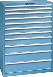 LISTA Schubladenschrank 54x27E (BxTxH) 1023x572x1450mm KEY Lock, Lichtblau, 11 Schubladen, Fronthöhen: 75-200mm, Tragkraft Schubladen: 75kg, 78.774.010