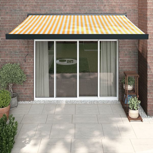 vidaXL Markise Einziehbar Gelb und Weiß 3x2,5 m Stoff und Aluminium, 3154556