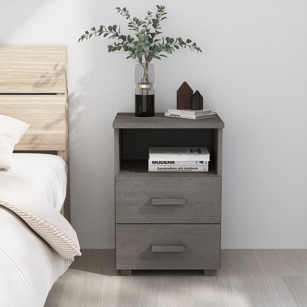 vidaXL Nachttisch HAMAR Hellgrau 40x35x62 cm Massivholz Kiefer, 340415
