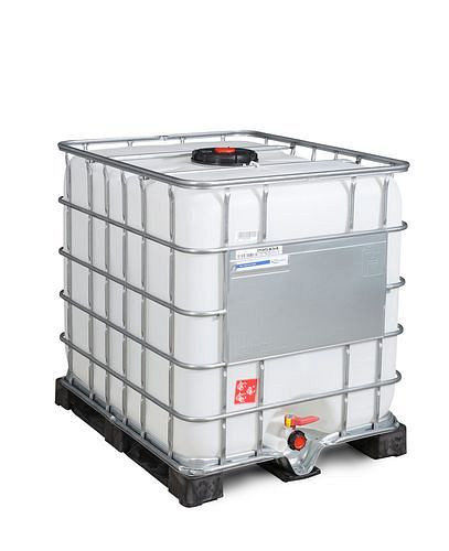 DENIOS IBC Container, PE-Palette, 1000 Liter, Öffnung NW225, Auslauf NW50, 266157