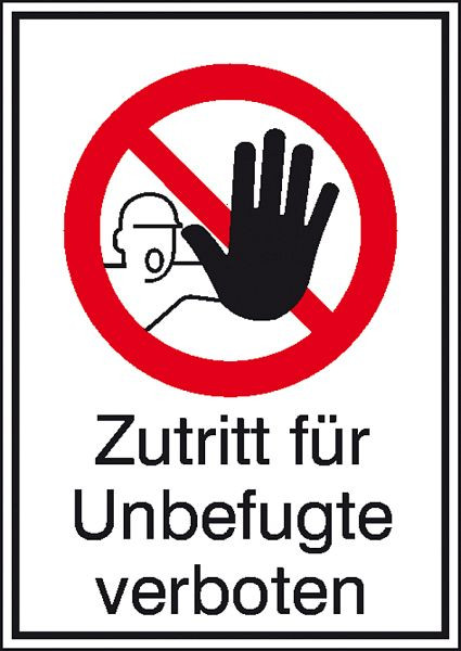 SafetyMarking Verbots-Kombischild, Zutritt für Unbefugte verboten, BxH 13,1x18,5 cm, Folie, selbstklebend, 21.1138