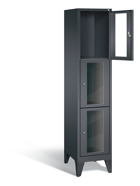 C+P Schließfachschrank Classic, H1850xB420xT500mm, Farbe: Schwarzgrau, 8010A123 S10017