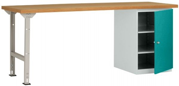 Manuflex Werkbanksystem COMBI Modell 8 mit Multiplexplatte, BxTxH = 2000 x 700 x 840 mm, Wasserblau, WC5124.5021