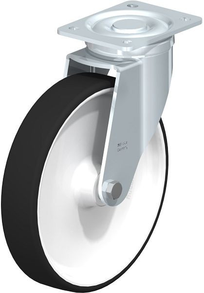 Blickle LH-POTH 250G Stahlblech-Lenkrolle, Schwerlast-Ausführung, mit Anschraubplatte, Thermoplastisches Polyurethan, Grau, 754621