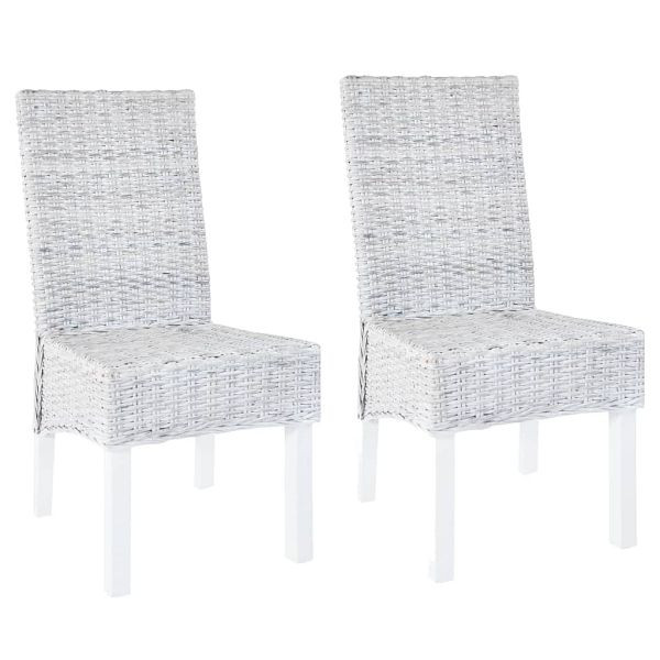 vidaXL Esszimmerstühle 2 Stück Hellbraun Kubu Rattan und Mangoholz, 246654