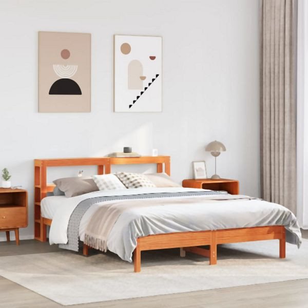 vidaXL Massivholzbett ohne Matratze Wachsbraun 150x200 cm Kiefernholz, 3306146