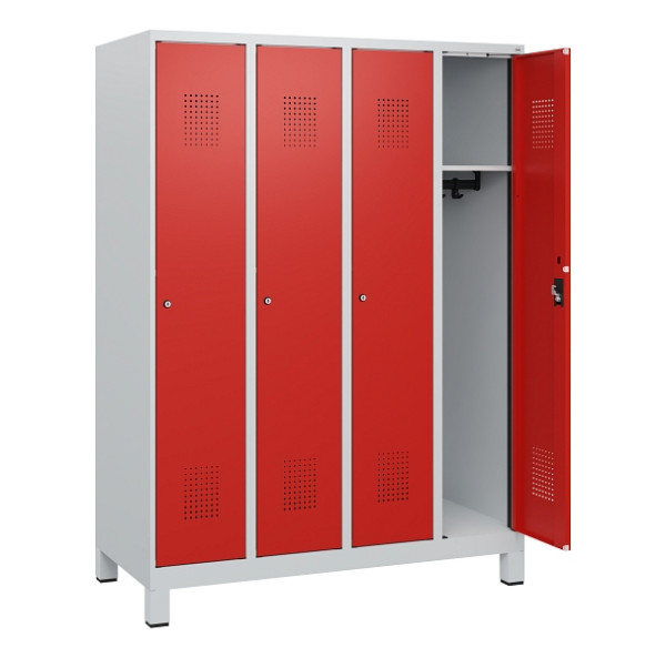C+P Spind Evolo PLUS, Füße, 4 Abteile, 1630x1200x500mm, 7035/3020, Zylinderschloss, 0490105-40 S10028