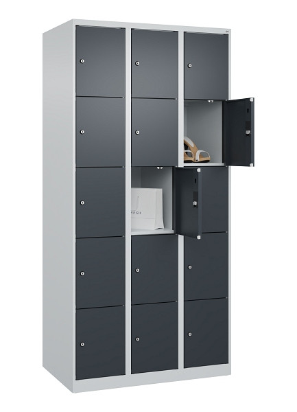 C+P Schließfachschrank Evolo PLUS, 15 Fächer, 1850x900x500mm, 7035/7016, 049000-305 S10012