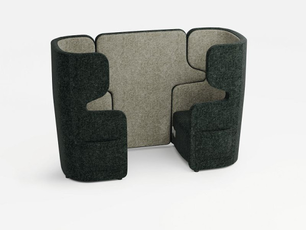 Bisley Vivo 2er-Set, Sessel gegenüber mit hoher Rückenlehne, Farbe: anthrazit/hellgrau, Steckdose + 2xUSB + 2 Seitentaschen, VIVH2SETPS2WM0112WM0101