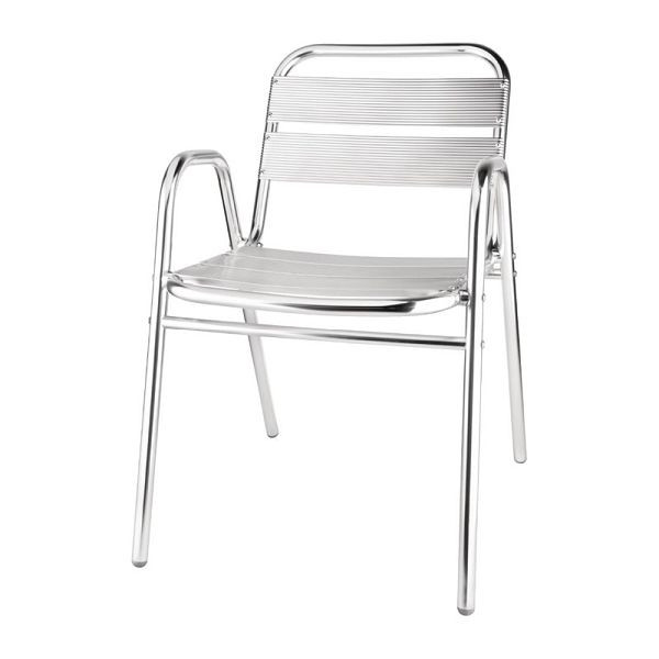 Bolero Bistrostühle mit Unterarmlehne Aluminium, VE: 4 Stück, U501