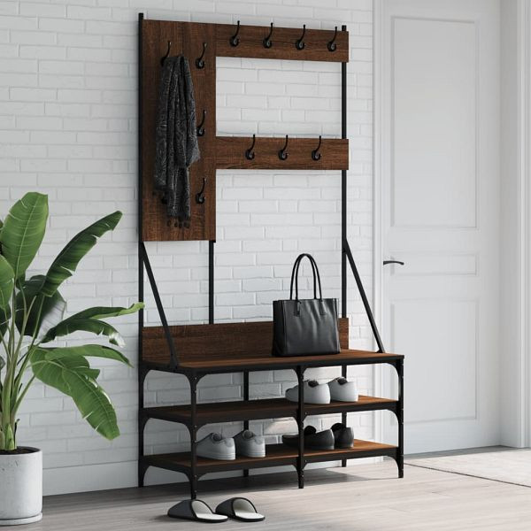 vidaXL Kleiderständer mit Schuhablage Braun Eichen-Optik 100x40x184 cm, 837856