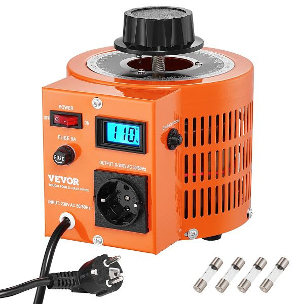 VEVOR 2000VA Stelltransformator mit variabler Spannung, 6,6 Ampere, 230 V Eingang, 0-300 V Ausgang, Wechselspannungsregler, KBBYQYJPS200KLNNSV2