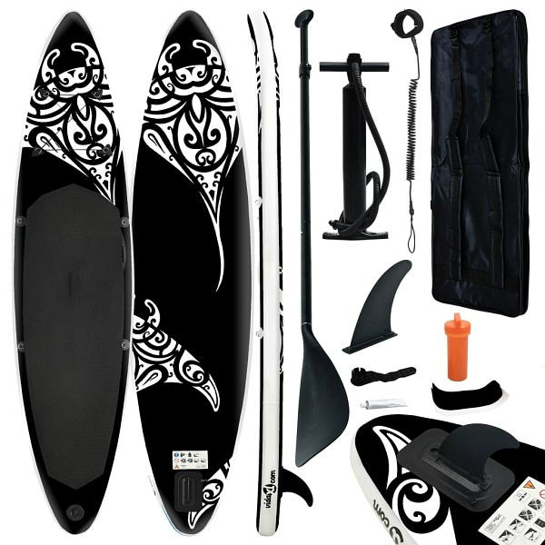 vidaXL SUP-Board-Set Aufblasbar 305x76x15 cm Schwarz, 92746