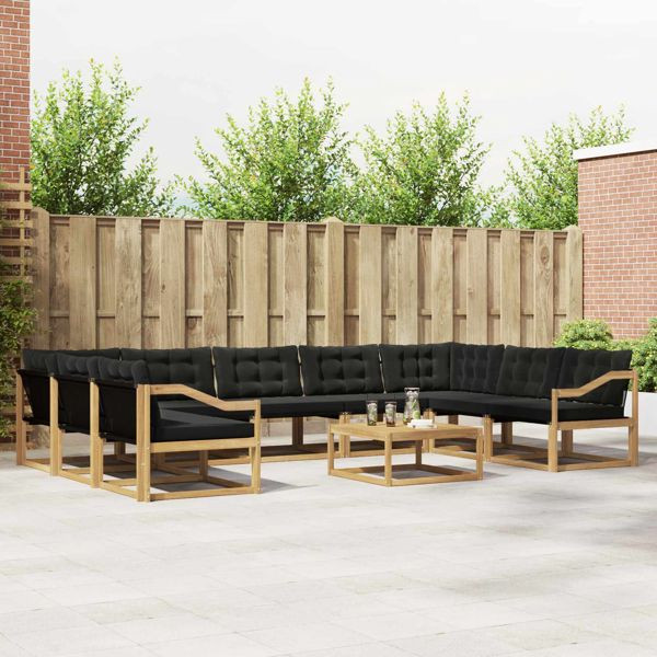 vidaXL Outdoor-Sofagarnitur mit Kissen 10-teilig Weiß und Schwarz, 3389102