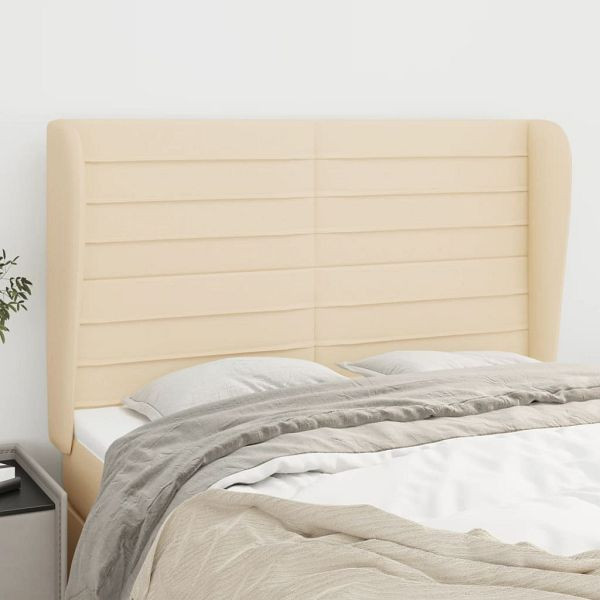 vidaXL Kopfteil mit Ohren Creme 147x23x118/128 cm Stoff, 3118099