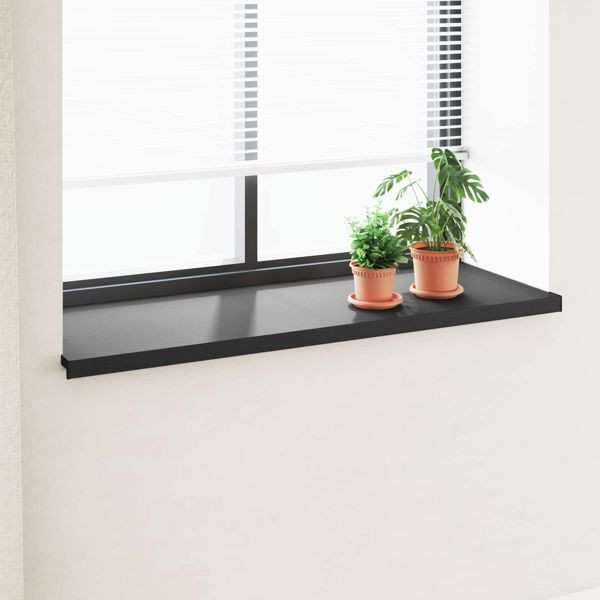 vidaXL Fensterbank Schwarz mit Holzmaserung 160 x 50 x 4,5 cm PVC, 42046885