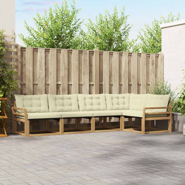 vidaXL Outdoor-Sofagarnitur mit Kissen 5-teilig Weiß und Creme, 3388684