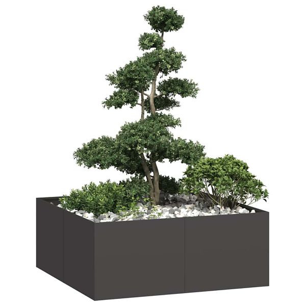 vidaXL Pflanzkübel Schwarz 100x100x40 cm Stahl, 860815, 8721158676986