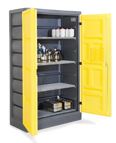 DENIOS Umweltschrank PolyStore PS 1220-4, B 1225 mm, 4 Gitterroste verzinkt, 248939