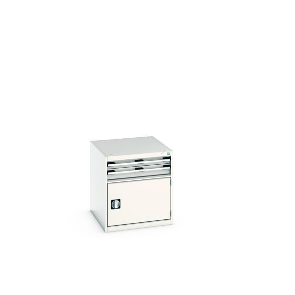 bott cubio Schubladenschrank bestückt, mit 2 Schubladen, Tür, BxTxH: 650x750x700mm, RAL 7035/7035, Lichtgrau, 40027001.16V