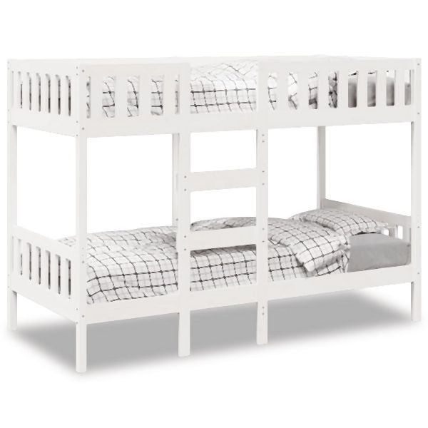 vidaXL Etagenbett Weiß 90x190 cm Massivholz Kiefer, 3308605