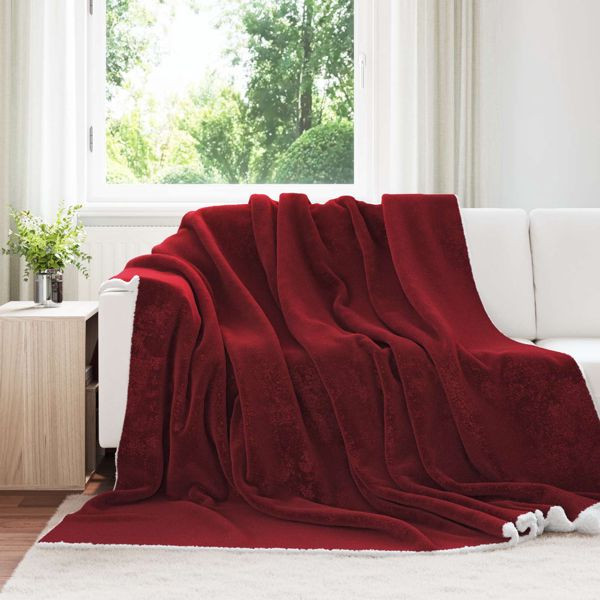 vidaXL Überwurfdecke Bordeauxrot 240 x 270 cm Fleece, 42017004