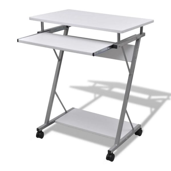 vidaXL Computertisch Computerwagen PC Tisch Bürotisch Laptop auf Rollen weiß, 20053