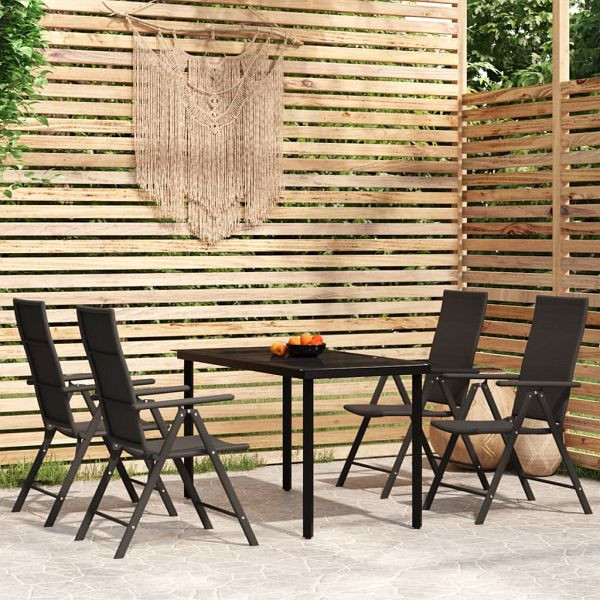 vidaXL 5-teilig Garten-Essgruppe Schwarz, 3099103, 8720286910771