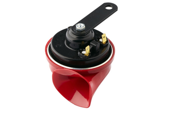 HELLA Fanfare, TE16, 12V, 110dB(A), Frequenzbereich: 500Hz, Hochton, elektrisch, Gehäusefarbe: rot/schwarz, Flachsteckanschluss, 3FG 007 424-011