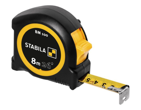 STABILA Taschenbandmaß BM 100, 8 m (26'), cm/inch-Skala, VE: 6 Stück, 19580