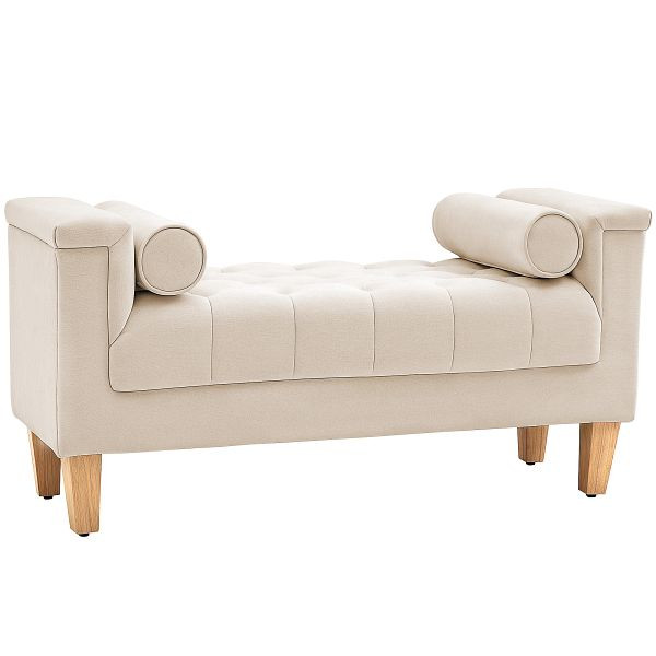 HOMCOM Polsterbank, Vintage-Design, 2 Kissen, Chenillebezug, 115 x 44 x 58 cm, Beige, 831-870V00BG