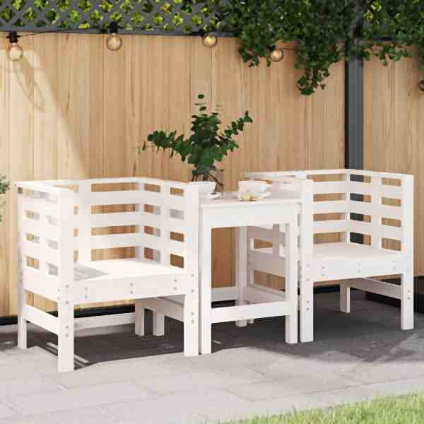 vidaXL Gartenstühle 2 Stück Weiß 61,5x53x71 cm Massivholz Kiefer, 825129