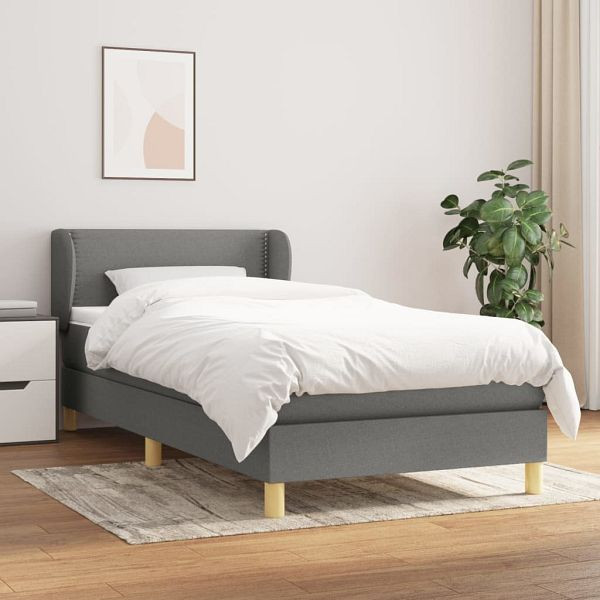 vidaXL Boxspringbett mit Matratze Dunkelgrau 80x200 cm Stoff, 3126678