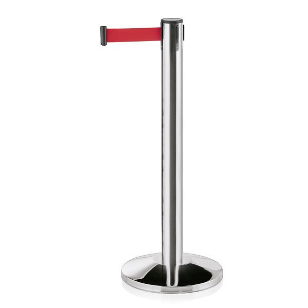 WAS Abgrenzungspfosten Largeflex mit Gurtband rot, 4,5, Edelstahl, VE: 2 Stück, 1315145