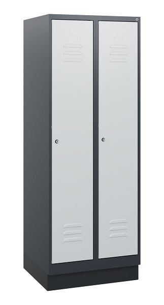 C+P Umkleidespind Classic PLUS, Sockel, 2 Abteile, 1630x600x500mm, 7016/7035, Zylinderschlösser, 0800205-20 S10028