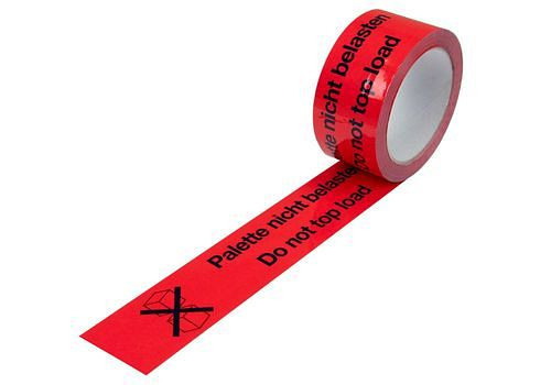 DENIOS Warn-Klebeband, PP, Aufdruck Palette nicht belasten, in signal-rot, 50 mm breit x 66 m, VE: 12 Rollen, 299570