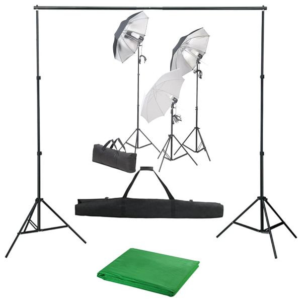vidaXL Fotostudio-Set mit Lampen und Hintergrundsystem, 3055120